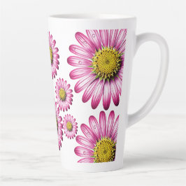 Caneca De Café Latte Flores de Gérbera