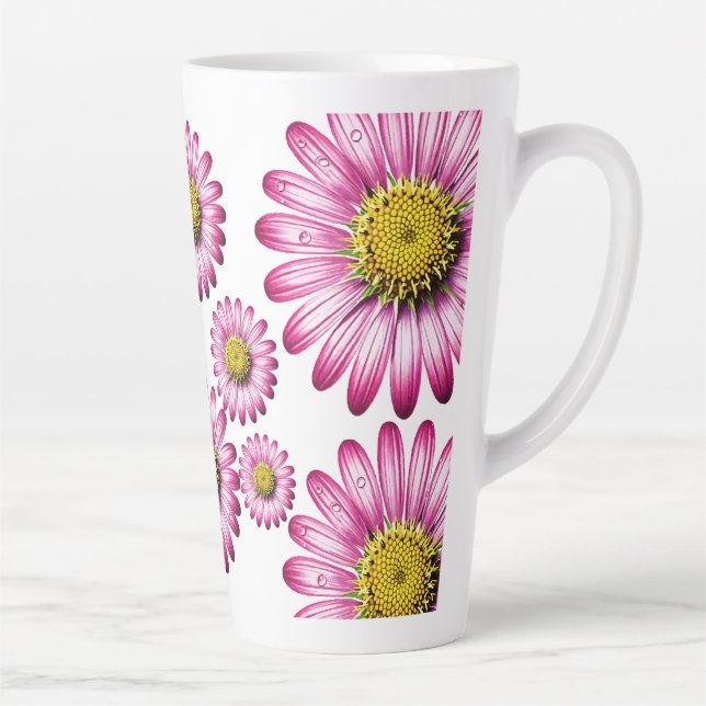 Caneca De Café Latte Flores de Gérbera (Direita)