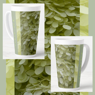 Caneca De Café Latte Flores de Hídricas Verde Celadon