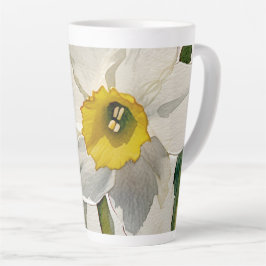 Caneca De Café Latte Flores de Íris em Aquarela Moderna
