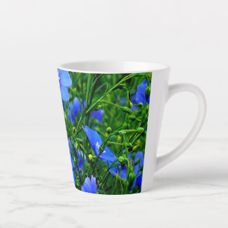 Caneca De Café Latte Flores de Linum Azul
