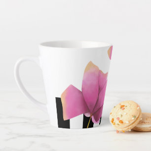 Caneca De Café Latte Flores de Magolia Rosa
