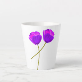 Caneca De Café Latte Flores De Papoila Púrpura