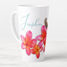 Caneca De Café Latte Flores de Plumeria Estrela-do-Mar Personalizadas