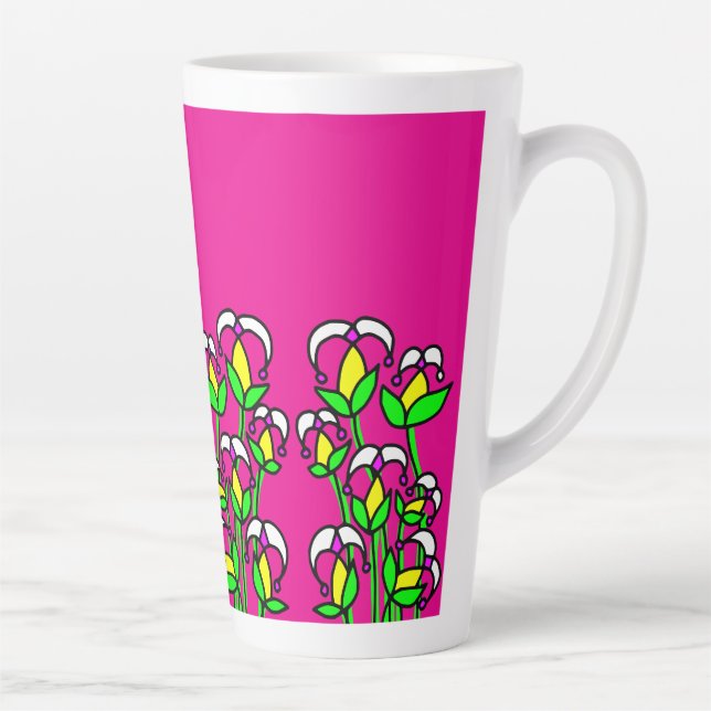Caneca De Café Latte Flores de Primavera Caprichosas 41 (Direita)
