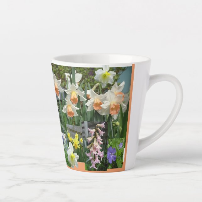 Caneca De Café Latte Flores de primavera Colidem Lata Latte (Direita)