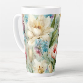 Caneca De Café Latte Flores de primavera no Estilo do Impressionismo