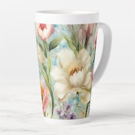 Caneca De Café Latte Flores de primavera no Estilo do Impressionismo