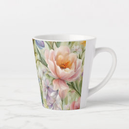 Caneca De Café Latte Flores de primavera sofisticadas e refinadas. Pint