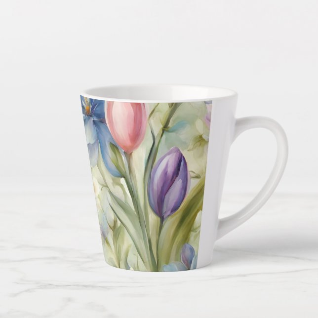 Caneca De Café Latte Flores de primavera sofisticadas e refinadas. Pint (Direita)