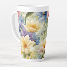 Caneca De Café Latte Flores de primavera sofisticadas e refinadas. Pint