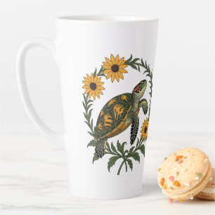 Caneca De Café Latte Flores de Tartaruga de Maryland e Susana de Olhos