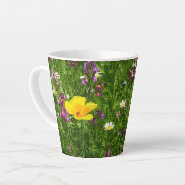 Caneca De Café Latte Flores De Verão Latte Mug (Ângulo esquerdo)