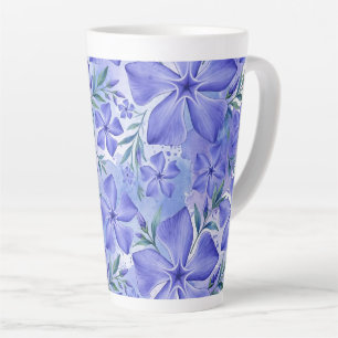 Caneca De Café Latte Flores de Vinca Azul Violeta Vinca