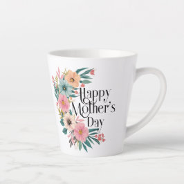 Caneca De Café Latte Flores do Lado Direito do feliz dia de as mães Cr 