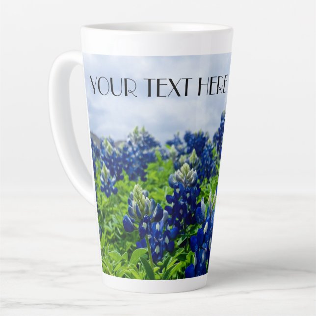 Caneca De Café Latte Flores do Texas Bluebonnets Lupine (Ângulo esquerdo)