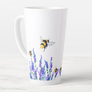 Caneca De Café Latte Flores e abelhas Latte Mug