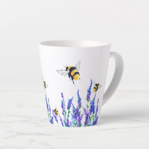 Caneca De Café Latte Flores e abelhas Latte Mug