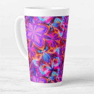 Caneca De Café Latte Flores e borboletas na Abstrato