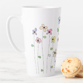 Caneca De Café Latte Flores e Ladybug Latte Mug