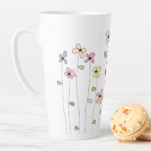 Caneca De Café Latte Flores e Ladybug Latte Mug