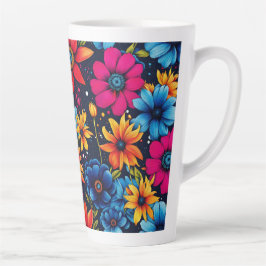 Caneca De Café Latte Flores e Rosas adoráveis