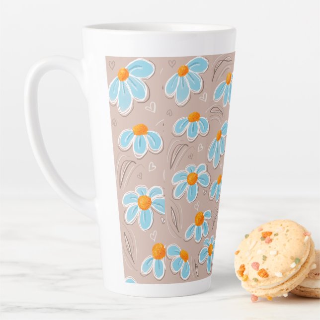 Caneca De Café Latte Flores Felizes (In Situ)