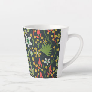 Caneca De Café Latte Flores florais sem costura coloridas