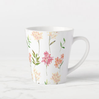 Caneca De Café Latte Flores florais vindas flores tradicionais