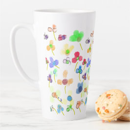 Caneca De Café Latte Flores flores