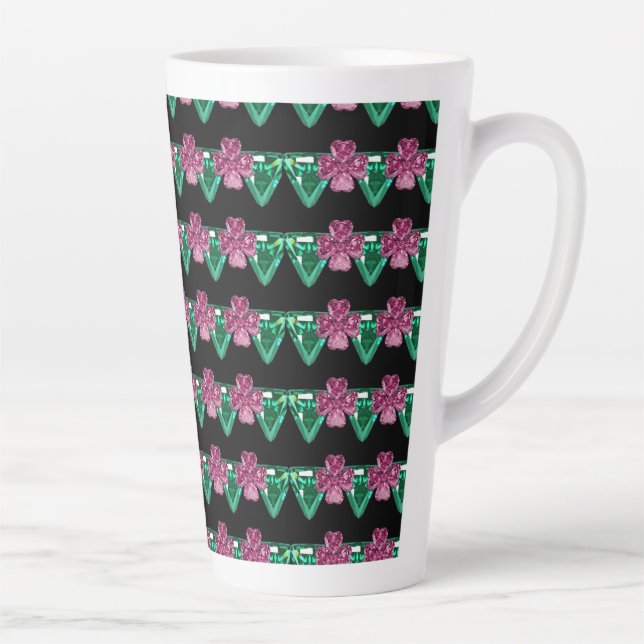 Caneca De Café Latte flores gemas  (Direita)