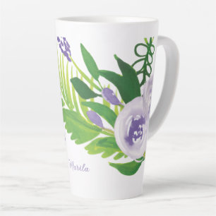Caneca De Café Latte Flores Hidrocor Roxo