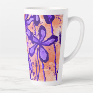 Caneca De Café Latte Flores Inclusas