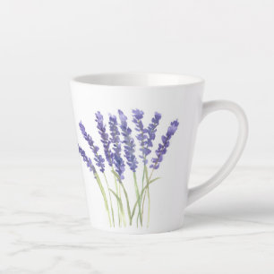 Caneca De Café Latte Flores lavandas Purple Floral Watercolor