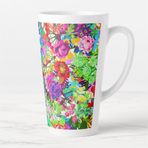 Caneca De Café Latte Flores mágicas coloridas fofas