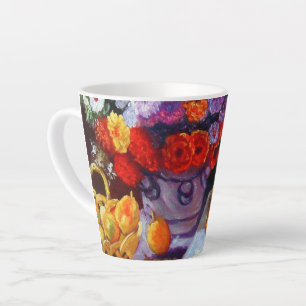 Caneca De Café Latte Flores Monet e Frutas