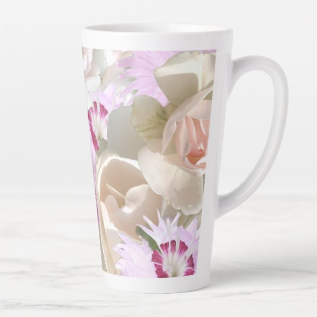 Caneca De Café Latte Flores para casamentos Rosa (Direita)