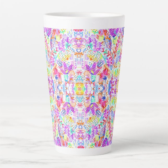Caneca De Café Latte Flores pastéis abstratas (Frente)