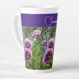 Caneca De Café Latte Flores Púrpuras cor-de-rosa Pópias Pópias Pópias F