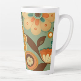 Caneca De Café Latte Flores-retrô-safra