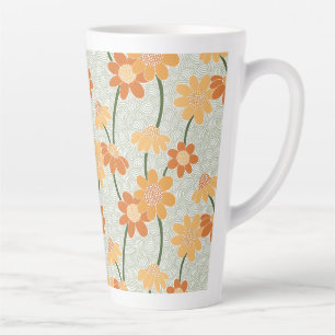 Caneca De Café Latte Flores retrorreflectoras bonito mudas na década de