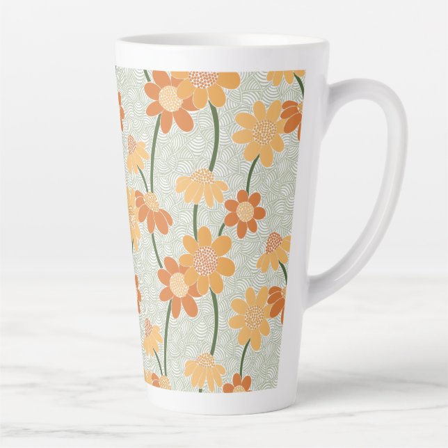 Caneca De Café Latte Flores retrorreflectoras bonito mudas na década de (Direita)