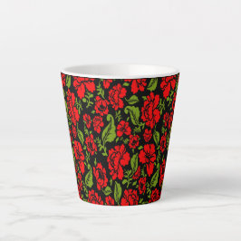 Caneca De Café Latte Flores rosa