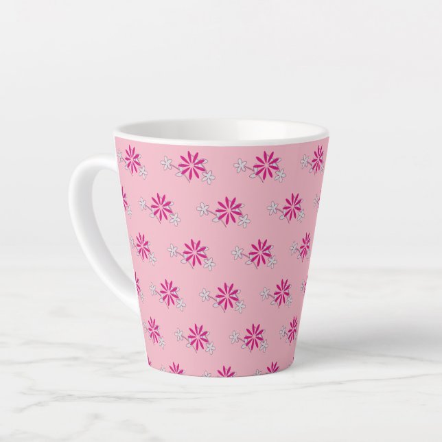 Caneca De Café Latte Flores Rosa 4Laila Latte Mug (Ângulo esquerdo)