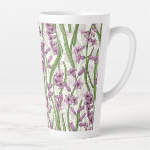Caneca De Café Latte Flores rosa Hyacinona em branco natural
