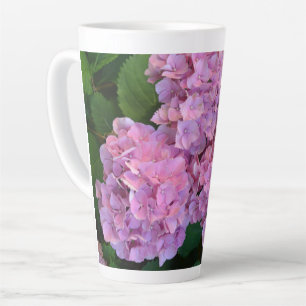 Caneca De Café Latte Flores rosa pastel Hortensia hydrangea
