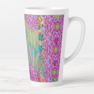 Caneca De Café Latte Flores Rosa Vibrantes