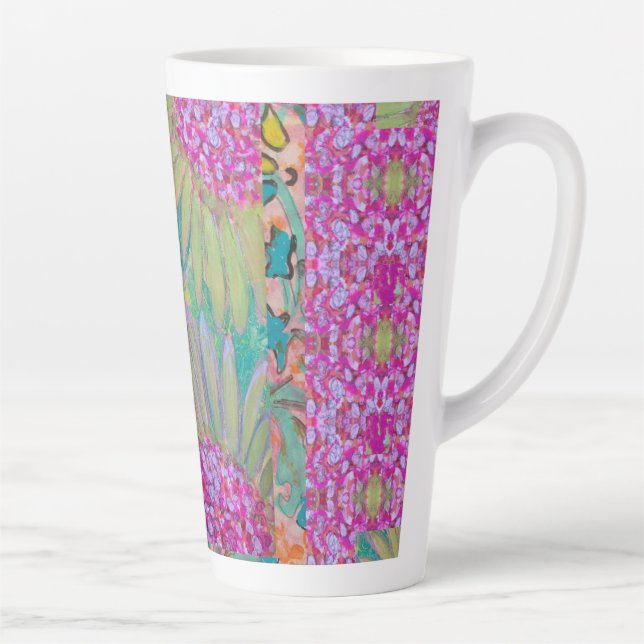 Caneca De Café Latte Flores Rosa Vibrantes (Direita)
