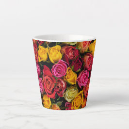 Caneca De Café Latte Flores rosas