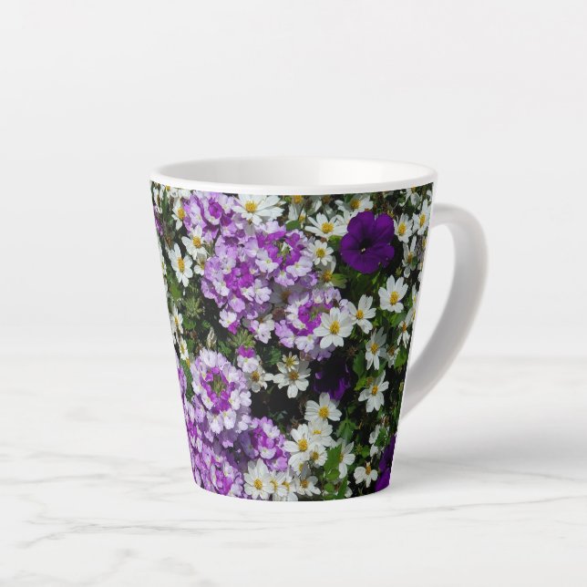 Caneca De Café Latte Flores roxas (Ângulo direito)
